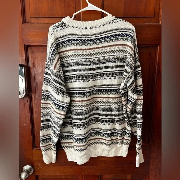 Vintage Florence Tricot Knit Sweater L — Cosby Style / 90s Textured Pattern